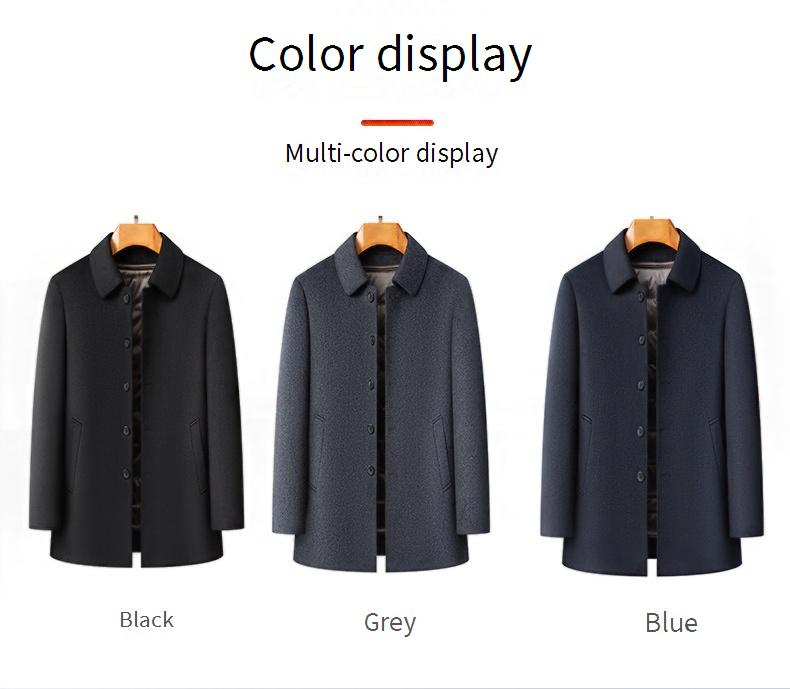 Men’s Detachable Down Liner Wool Blend Overcoat – Mid-Length Winter Coat With Removable Hood, Business Casual Trench Coat In Grey/Black/Navy_voghion.com