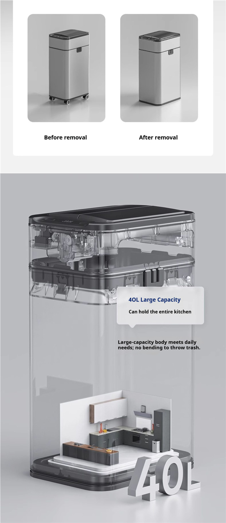 Smart Sensor Trash Can With Automatic Lid, Hands-Free Automatic Garbage Bin For Bathroom, Kitchen Large Capacity Touchless Waste Bin_voghion.com