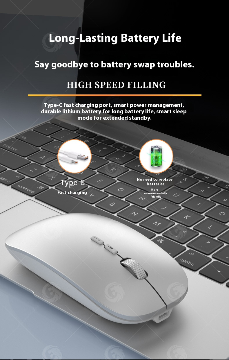Mouse con controllo vocale AI – Mouse wireless Bluetooth e 2.4G con dettatura e traduzione multilingue (1600 DPI, scorrimento a 4 vie, portata 10 m)_voghion.com