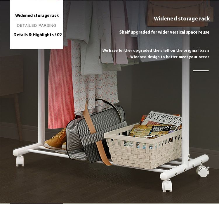 Freistehender Kleiderständer – Stabiler Kleiderständer aus Metall mit Rädern für Schlafzimmer, Schrank oder Balkon – Moderner mobiler Kleiderschrank-Organizer_voghion.com