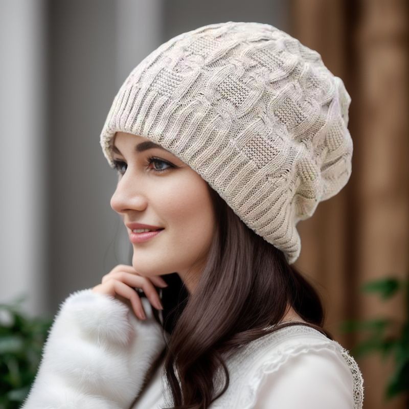 Damenhüte Herbst- und Winterstrickmützen Neuer Stil Warmer Ohrenschutz Kalte Hüte Für Damen Wollmützen Großer Kopfumfang_voghion.com
