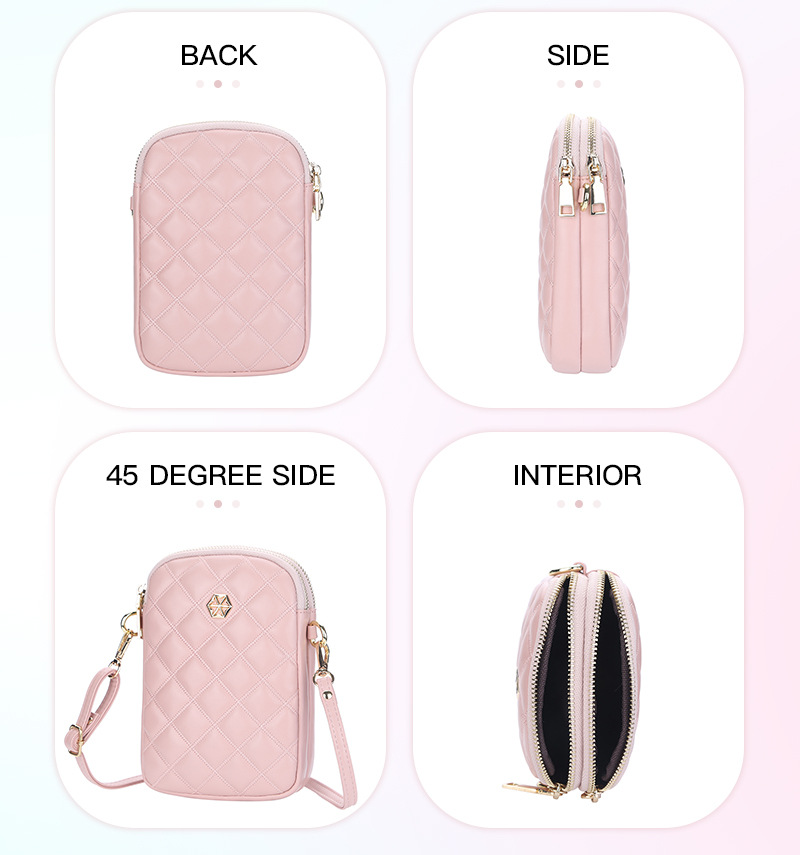 BOISEEN borsa per cellulare borsa piccola a rombo femminile borsa a tracolla con cerniera a doppio strato portamonete verticale da donna_voghion.com