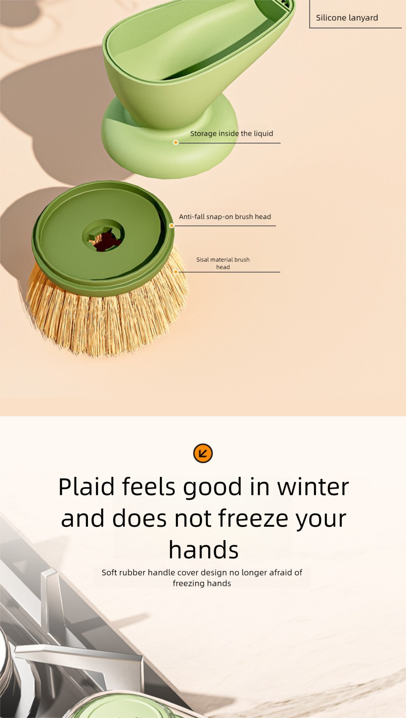 Automatic Liquid-Dispensing Dish For Pots, Kitchen Household Scrubber, Lazy Press-Type Non-Damaging Pot Cleaning Brush_voghion.com