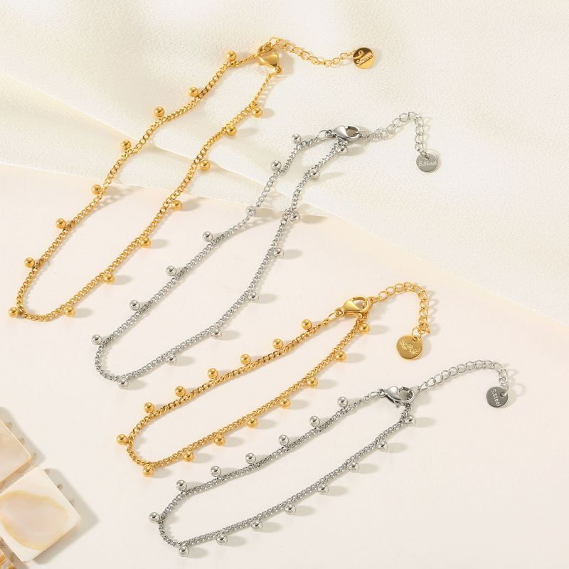 Women's Titanium Bead Bracelet Hand Jewelry Stainless Steel Non Fading Ins Texture Multi Color Matching Anklet_voghion.com