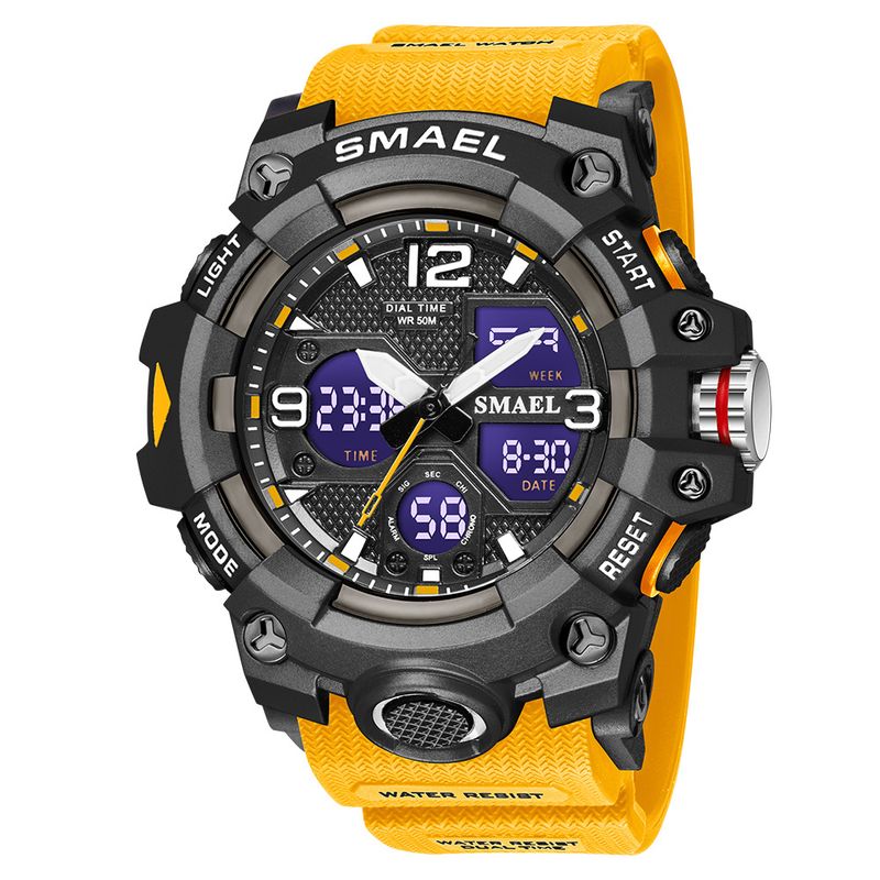 Smael smael orologio da uomo sportivo multifunzionale impermeabile orologio sveglia orologio elettronico di tendenza a doppio display_voghion.com