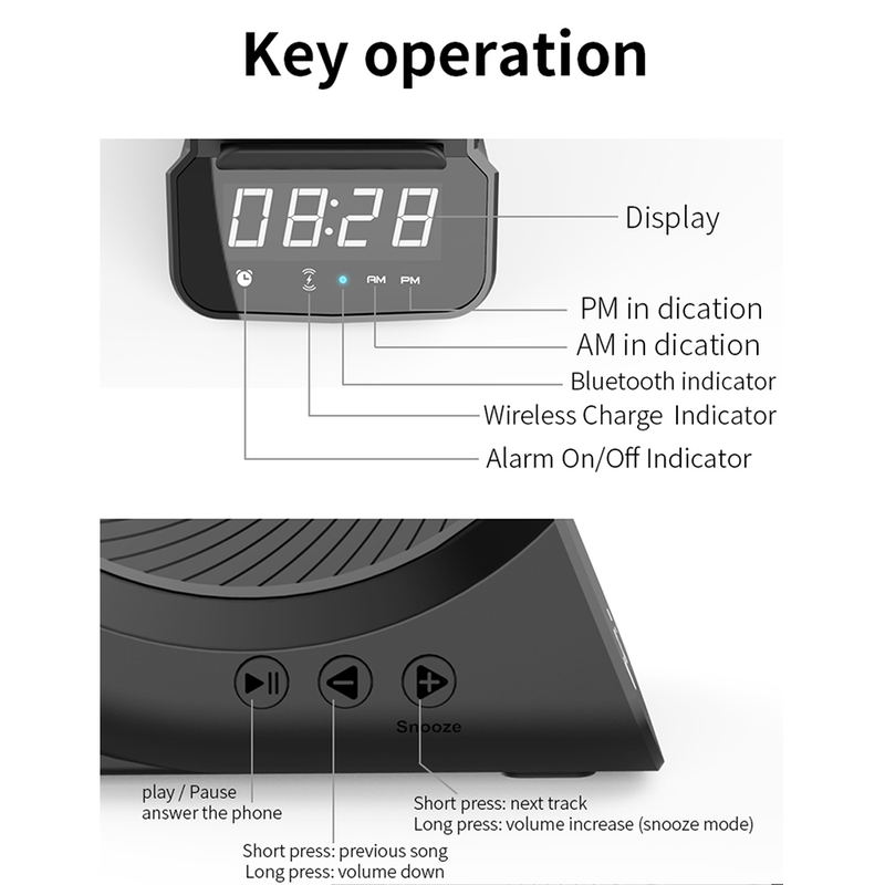 Wireless Charging Telefon Holder mat 5.0 Bluetooth Speaker Wecker Musek Player Digital Display Smart Phone Charger Stander_voghion.com
