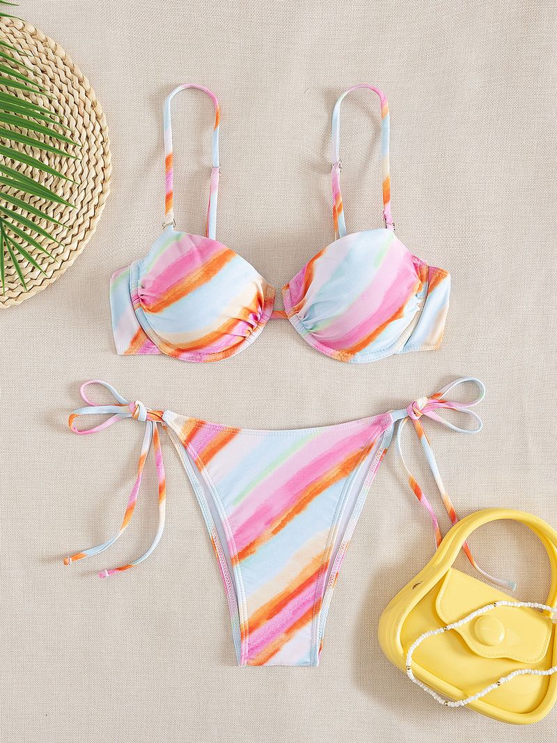 Women's Gradient Rainbow Bikini Set - Steel Support Two-Piece Swimsuit For Beach & Pool | Cute Summer Swimwear_voghion.com