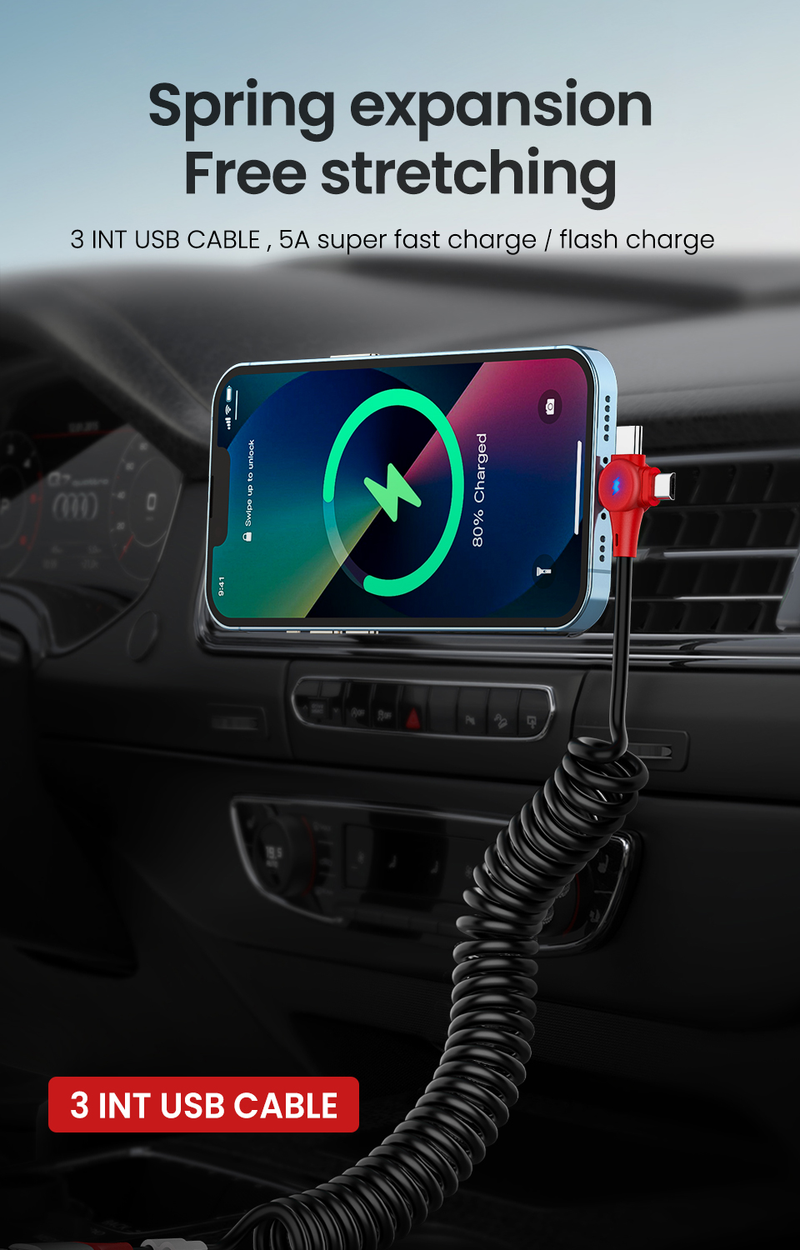 5A 3in1 1.8M Lente Oplaadkabel USB A naar Micro USB Type-C voor iPhone Snel Opladen datakabel Huawei Samsu_voghion.com