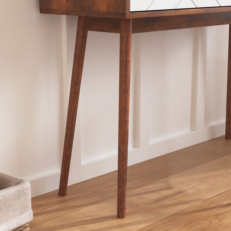 Entryway Table With 2 Carved Panel Drawers, Console Table With Storage Space And Wood Legs,Sofa Table Behind Couch For Hallway, Living Room_voghion.com