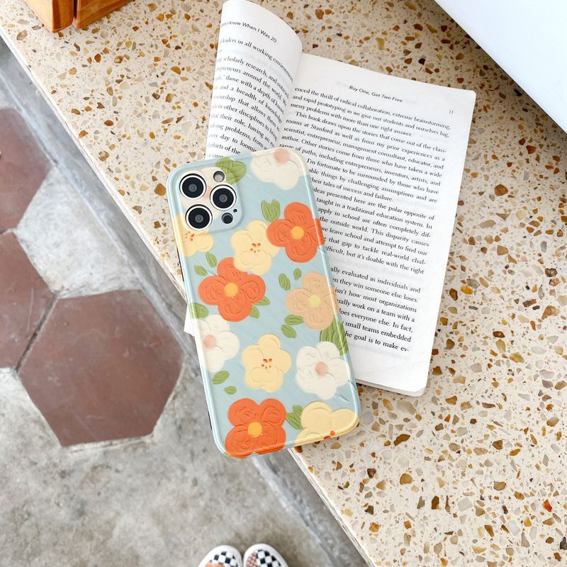 Ins Ölgemälde kleine Blumen geeignet für iPhone14promax Apple 13 Handyhülle 78plus weiblich 12/11 Softshell_voghion.com
