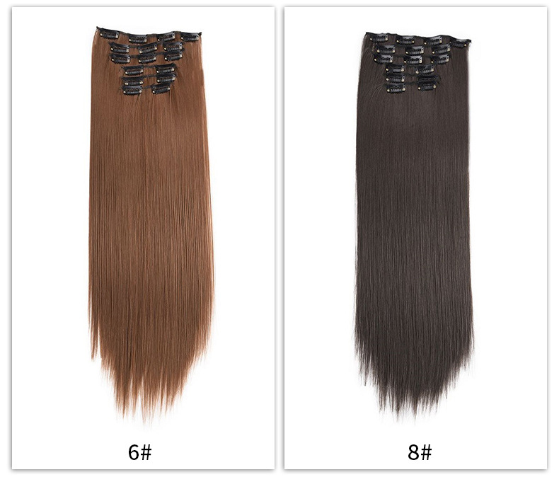 Set di capelli sintetici con toppe per parrucche lunghe e diritte. Parrucca diritta da 16 carte_voghion.com