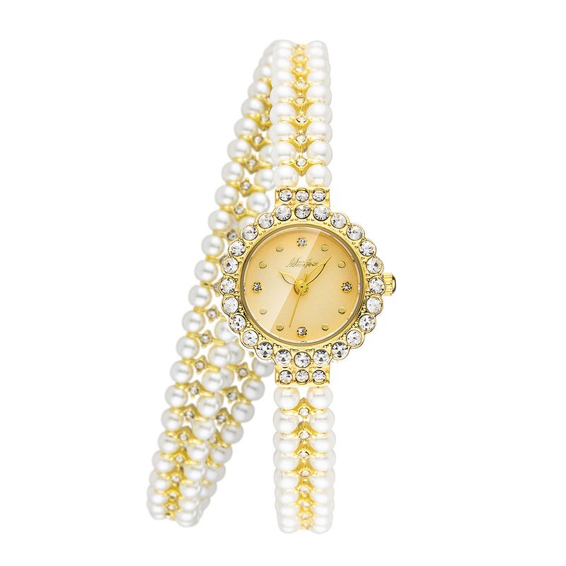 MISSFOX Orologio al quarzo da donna romantico ed elegante con bracciale in perle avvolto in una nicchia di alta gamma_voghion.com