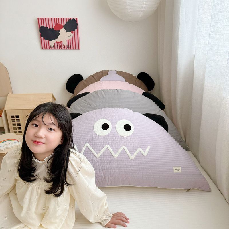 INS Korean Cotton Washed Quilted Big Eyes Bed Head Cushion Bumper Irregular Shape Large Pillow_voghion.com