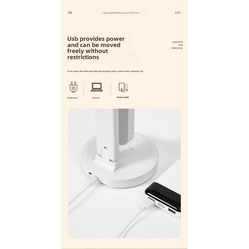 Lampada da tavolo per studenti, dormitorio, lettura, protezione degli occhi, grande testa, controllo touch, plug-in, lampada da comodino pieghevole a doppio scopo_voghion.com