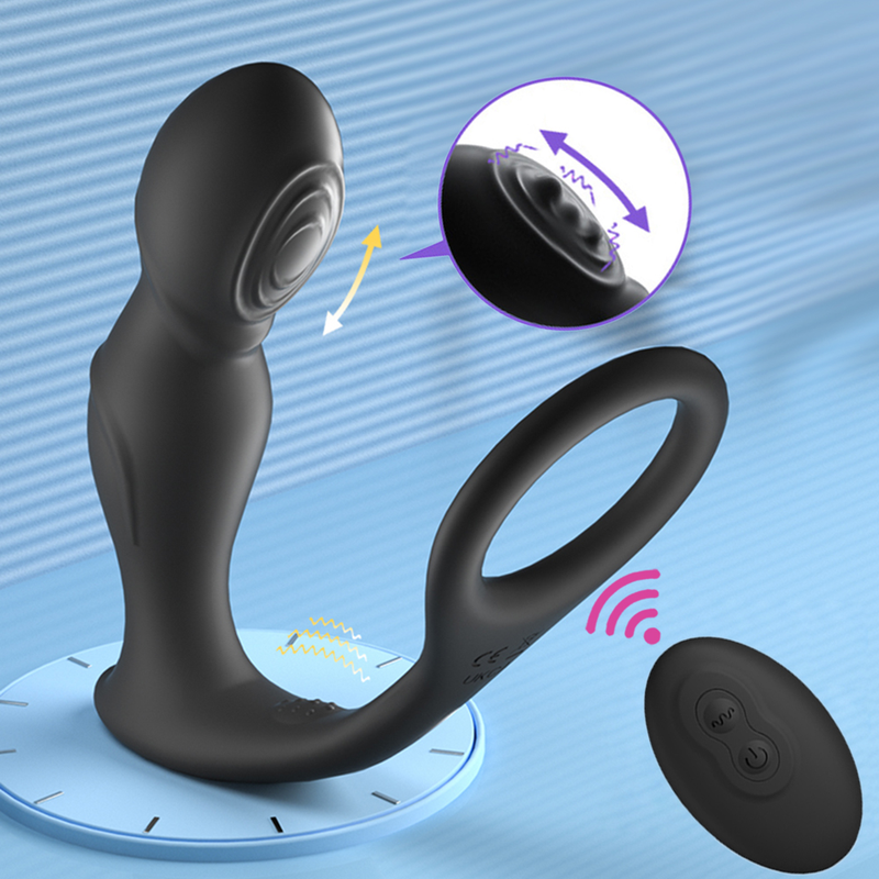 Männliche Prostata-Massage, Fern-Analvibrator, 10 Geschwindigkeiten, Verzögerung der Ejakulation, Ring, Hoden, Stimulieren, Anus-Plug, Hintern_voghion.com