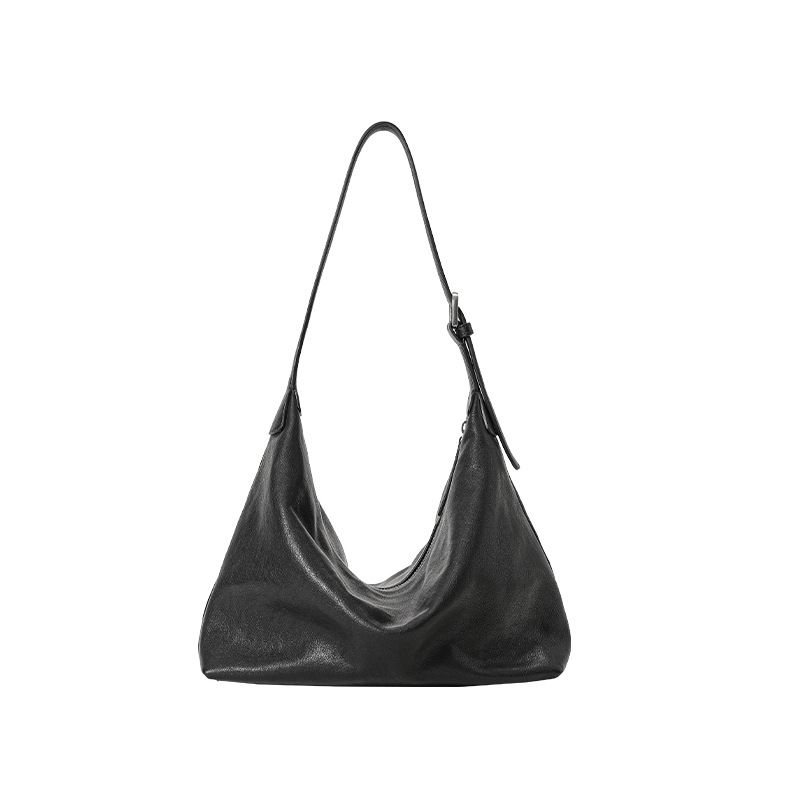 【】Qiu Zhen Oberschicht aus pflanzlich gegerbtem Rindsleder, Unterarm-Hobo, lässig, einzelne Schulter, Pendlertasche aus echtem Leder_voghion.com