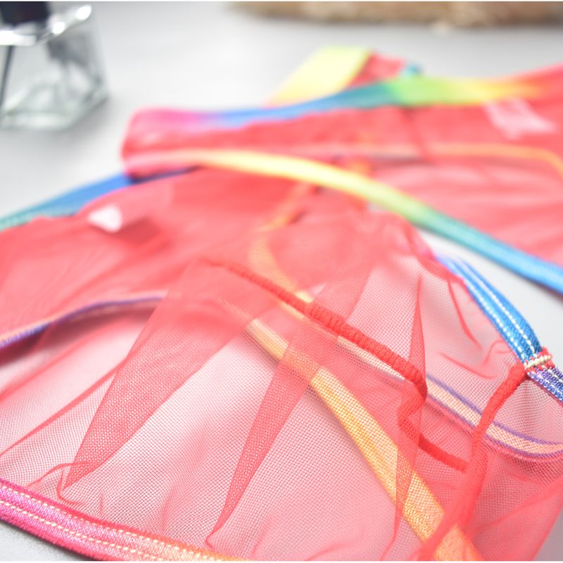 Átlátszó fehérnemű ruha, szivárványos szélű, férfi T-back meleg, átlátszó, intim ruhák, szexi SM_voghion.com