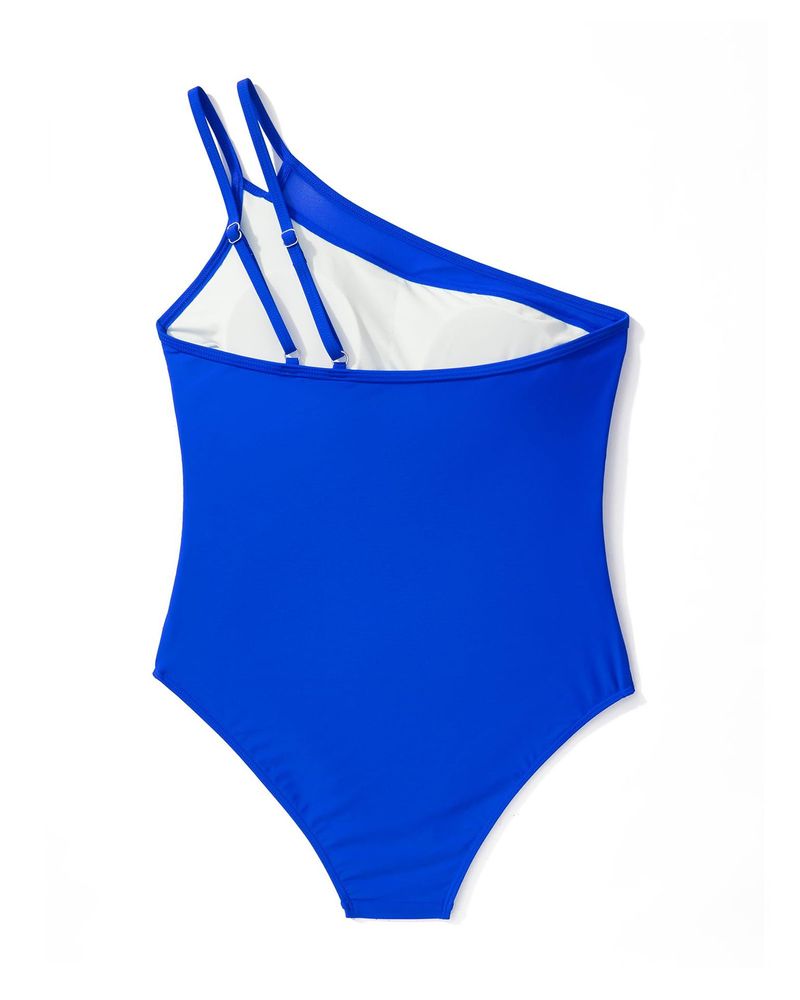 Maillot de bain une pièce sexy plissé à dos nu et à une épaule pour femme_voghion.com