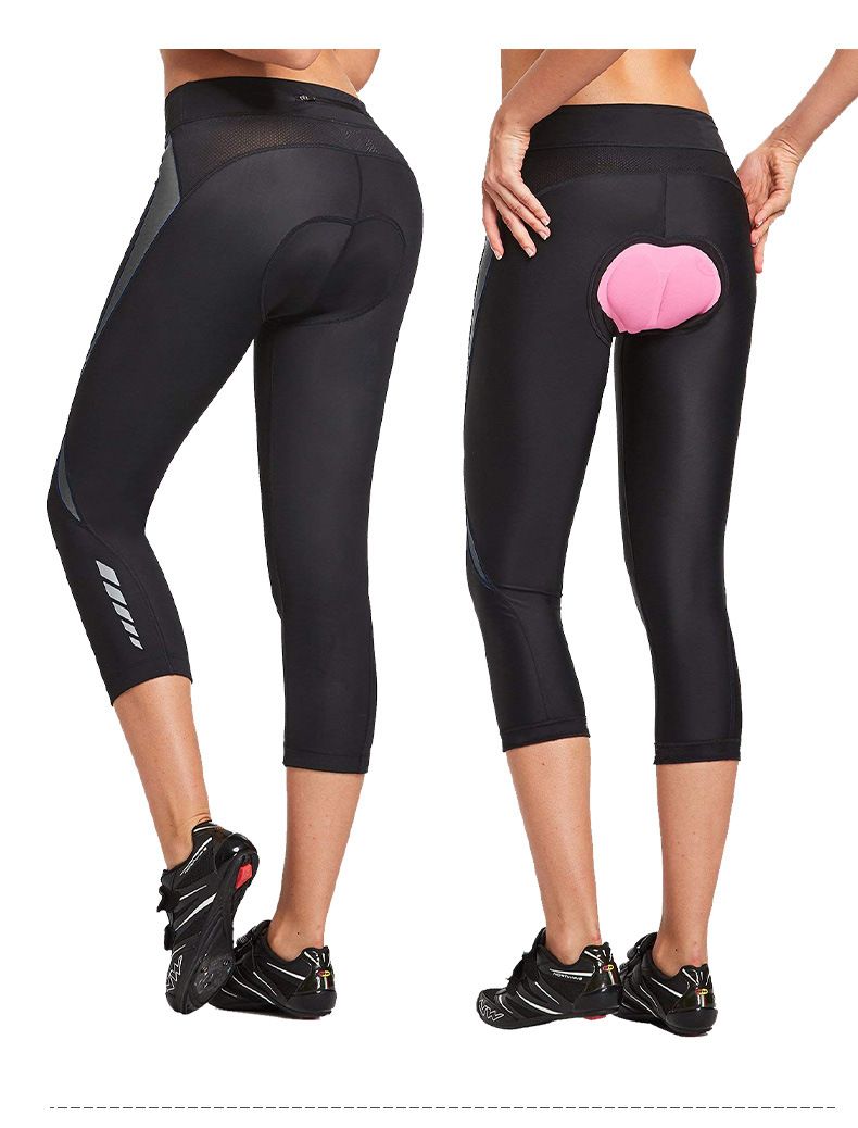 Plus Size Damen Fahrradhose Frühling und Herbst Enge Lange Stoßdämpfungskissen Bequeme atmungsaktive 7/8-Hose_voghion.com