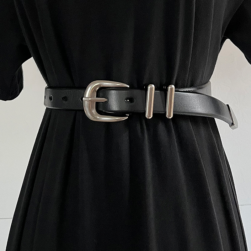 Modischer Retro-Gürtel aus echtem Leder mit silberner Schnalle, Unisex-High-End-Gürtel aus erster Schicht Rindsleder, Ins-Style-Accessoires_voghion.com