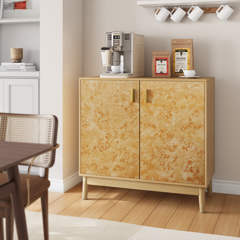Buffetschrank Landhausstil Mit Massivholzbeinen, Verstellbaren Regalen_voghion.com