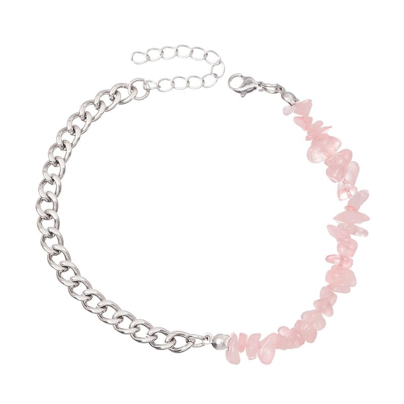 New Irregular Crushed Stone Stainless Steel Embossed Anklet Summer Beach Women's Jewelry_voghion.com