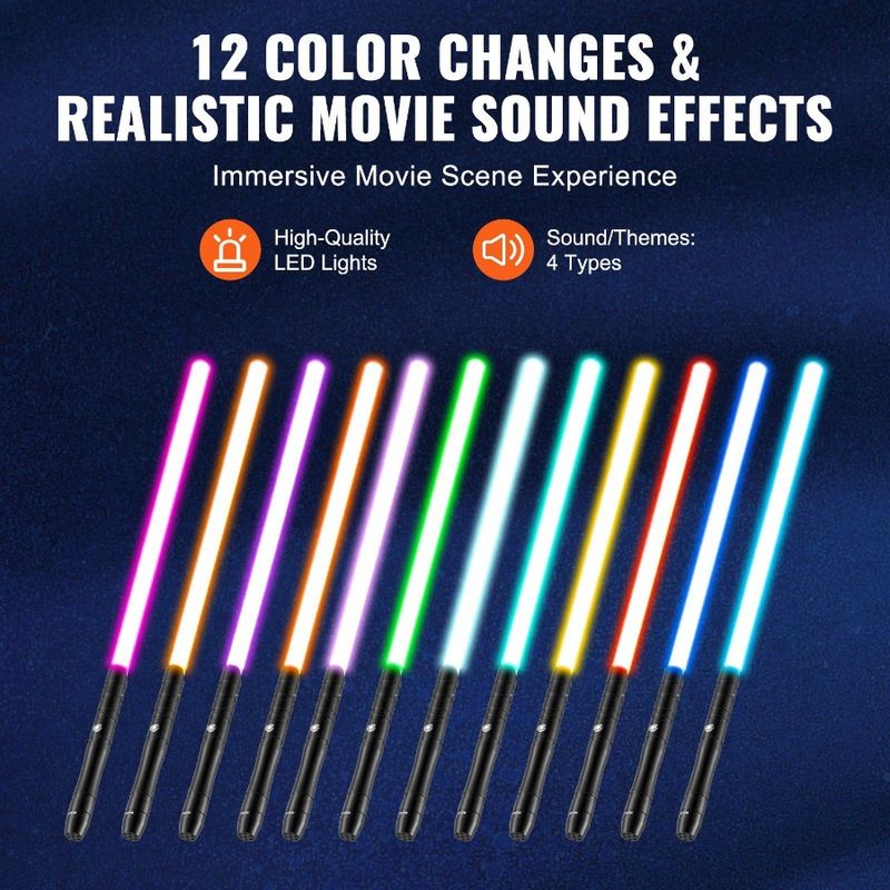 Light Dueling RGB 38 12 Colors Rechargeable Saber Lightsaber Mute Sound_voghion.com