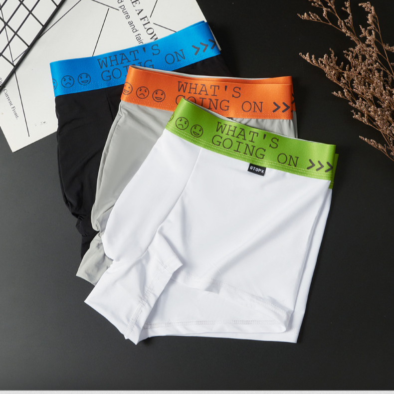 Roupas masculinas de seda gelo fina cor sólida respirável roupa interior confortável simples roupa interior verão_voghion.com