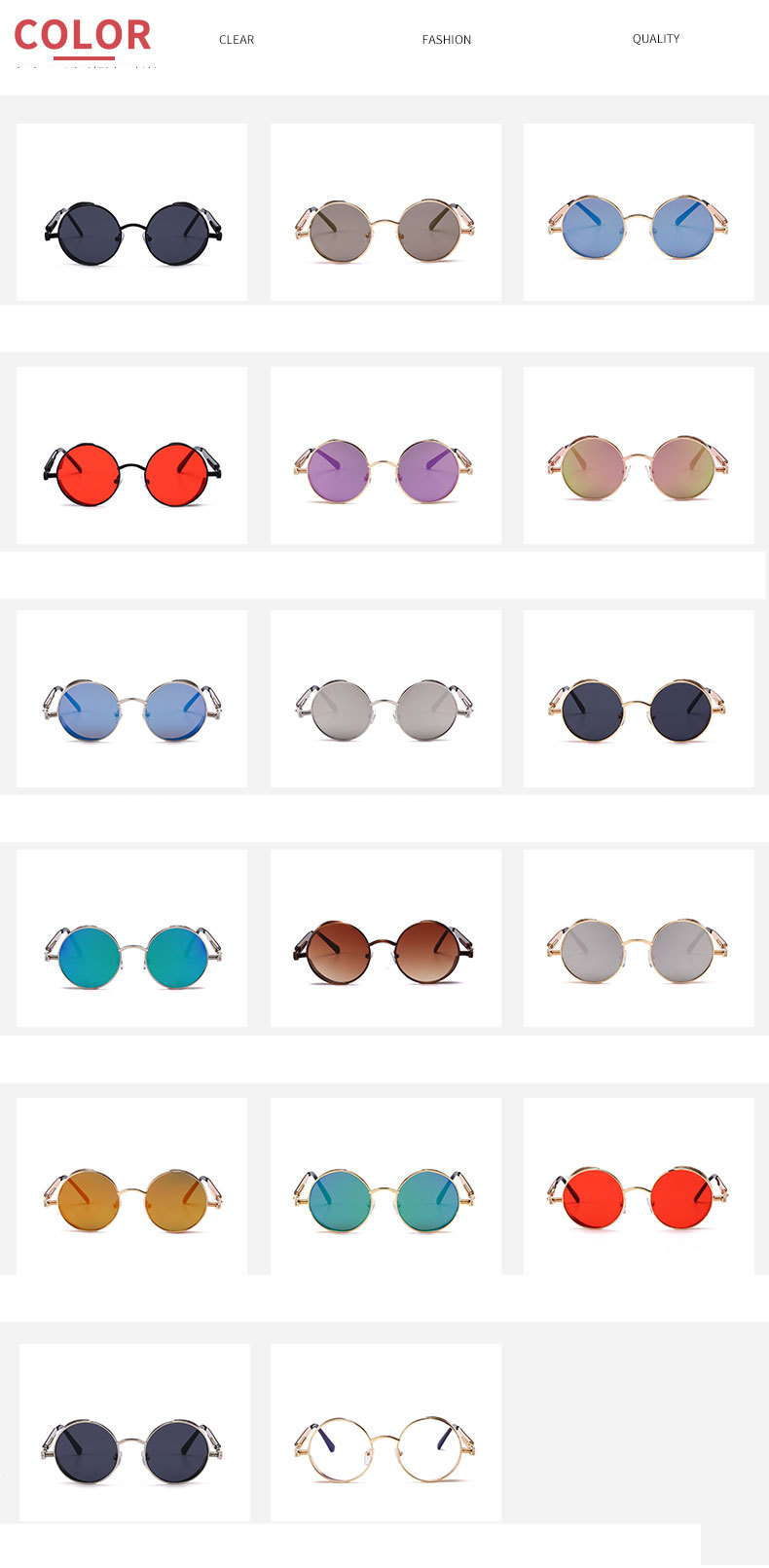 Unisex Steampunk Brille Modische Runde Sonnenbrille Retro Brille Trendy trendige Sonnenbrille für Männer und Frauen_voghion.com