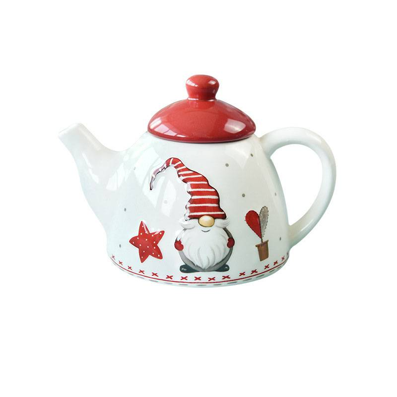 Christmas Santa Claus dishes and plates tableware set embossed rice salad bowl Western ceramic flat plate cup teapot_voghion.com