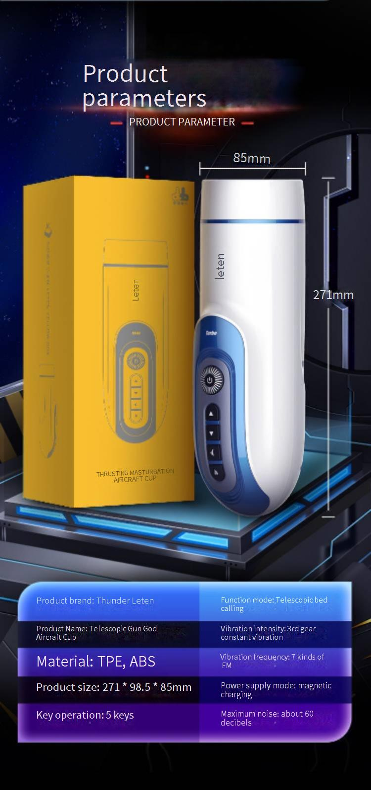 Prodotti sessuali Leten Telescopico Cannone Dio Aereo Tazza Completamente Automatico Stampo Masturbatore Maschile Giocattoli sessuali_voghion.com