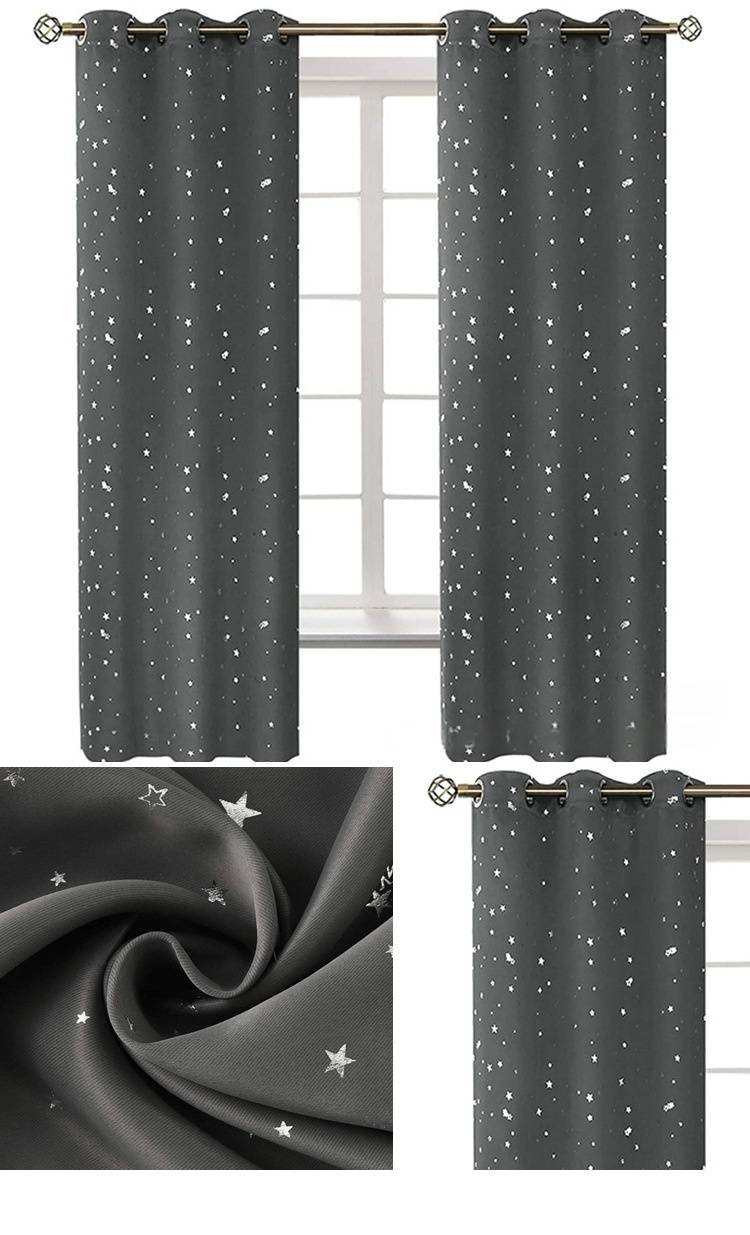 Silver Star Blackout Curtains - Ready-Made Light Blocking Window Drapes High-Quality Fabric For Home Decor_voghion.com