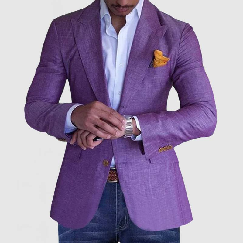 Roupas masculinas para deslocamento casual estampado com dois botões paletó_voghion.com