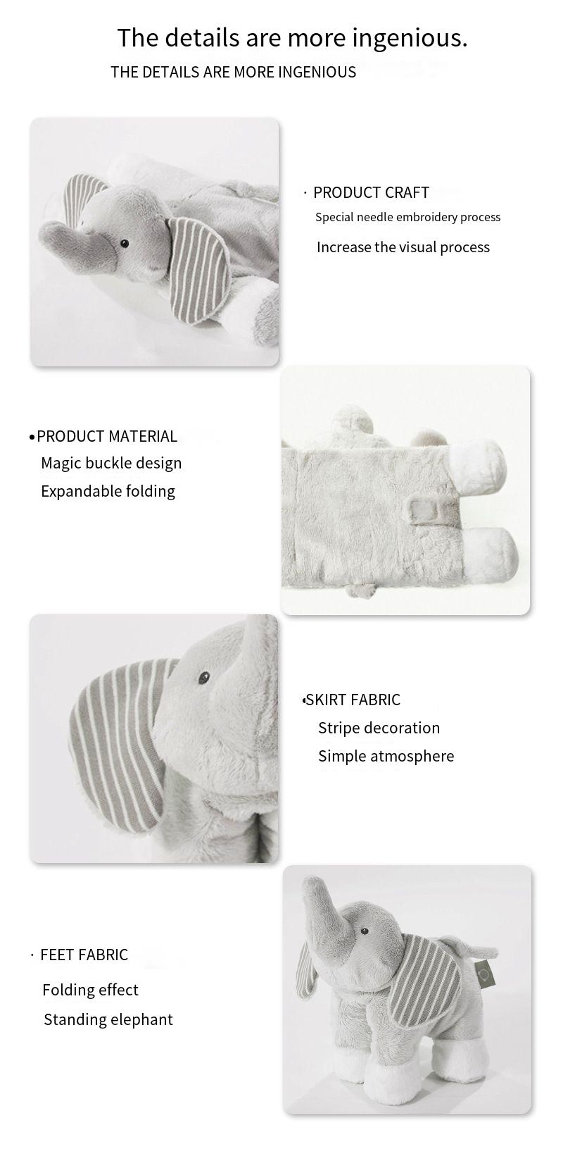 Peluche per bambini Soft Life, bambola elefante grigia, apribile, nuovo prodotto_voghion.com