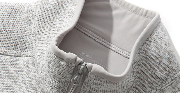 Unisex Fleecejacke - Verdeckter Stehkragen Outdoor Pullover, Warm & Atmungsaktiv Zum Laufen, Wandern & Camping (S-3XL, Dunkelschwarz/Stein_voghion.com