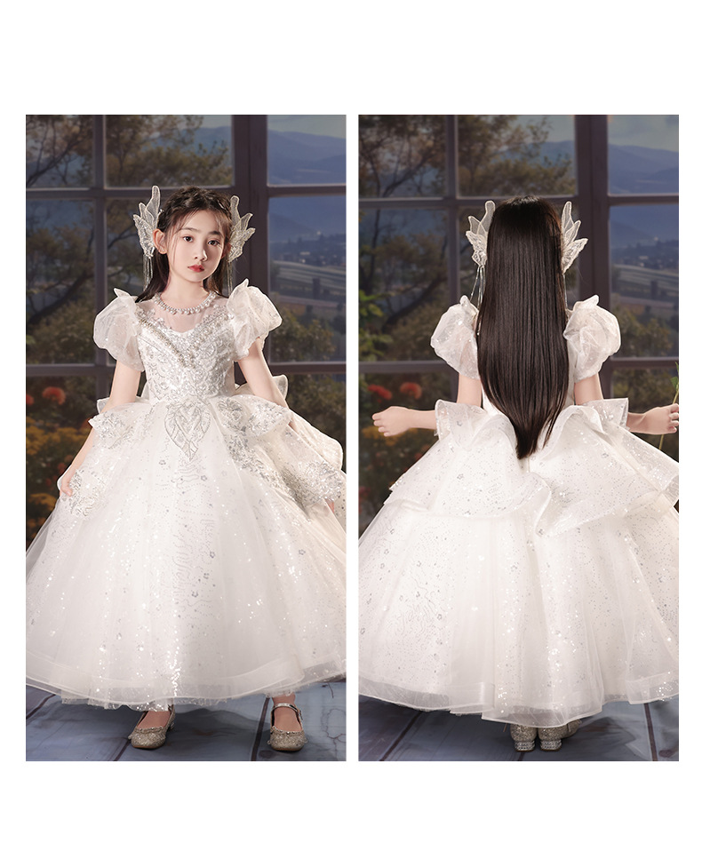 Abito da principessa per bambine per occasioni speciali - Elegante abito a maniche lunghe per damigelle e recital di pianoforte_voghion.com