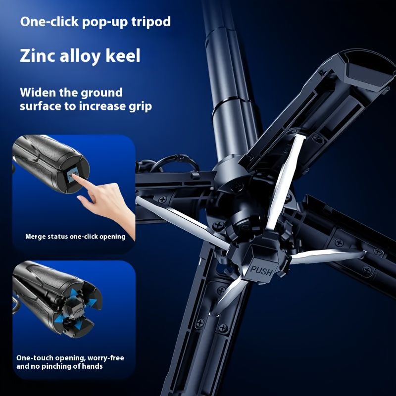 16 Inch Extendable Selfie Stick With Wireless Remote Control, Smartphone Tripod Tripod, 360 ° Rotation, One Click Expandable Tripod Stand_voghion.com