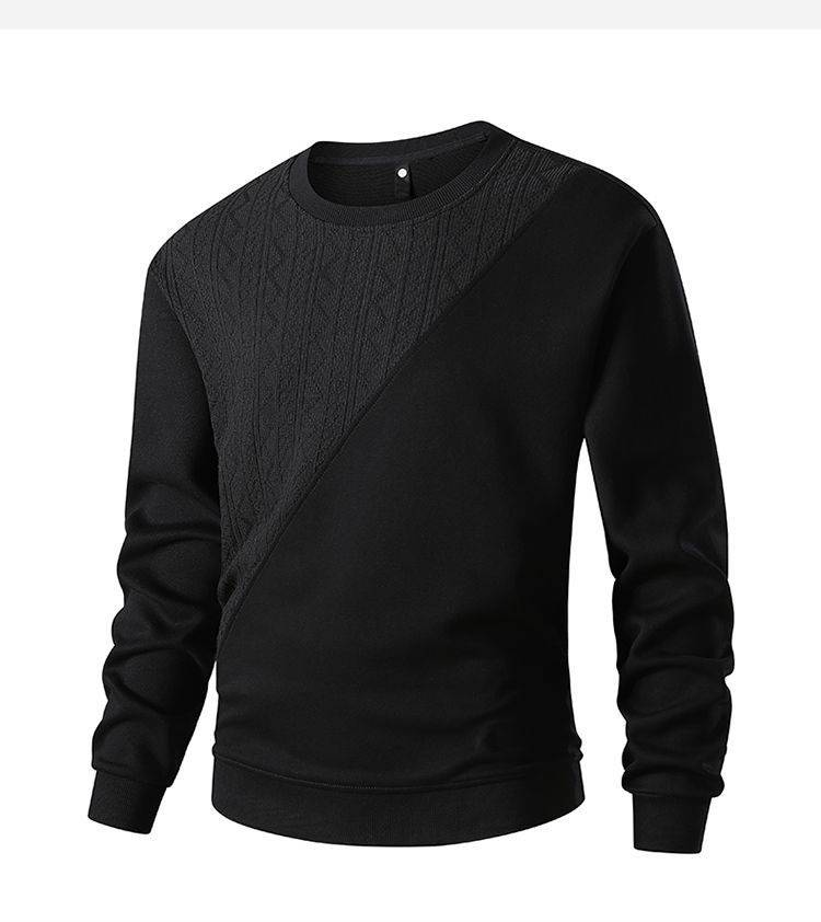 Men's 300GSM Heavyweight Crewneck Sweatshirt – Textured Jacquard & Drop Shoulder (M-XXXXL)_voghion.com