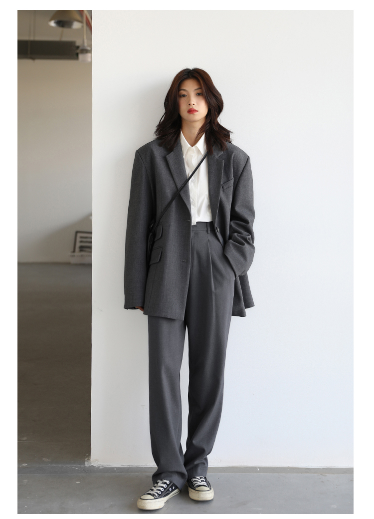 CHICVEN Donna Office Lady Blazer Polsino Ricamo Spalla Larga Abito in Twill Capispalla Donna Autunno Capispalla Elegante Top_voghion.com