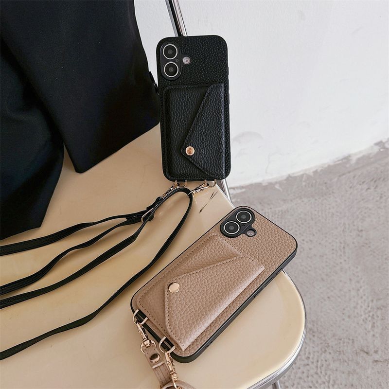 Luxe Crossbody Strap Portemonnee Leren Hoesje Voor IPhone 16 13 15 12 14 11 Pro Max X XS XR 7 8 SE Plus Lanyard Kaarthouder Hoesje_voghion.com