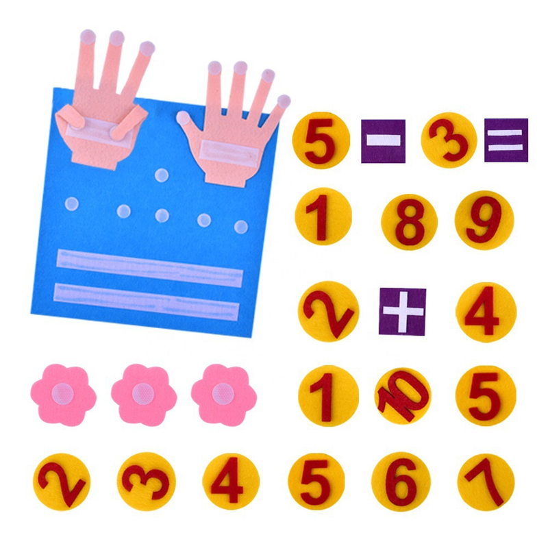 Matematică pentru grădiniță, distractivă - Jucărie de numărat numere cu degetele, din pâslă, materiale didactice_voghion.com