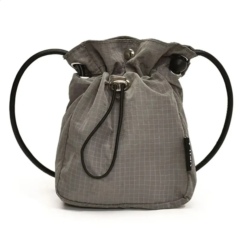 Borsa a tracolla elegante e alla moda in nylon con coulisse da donna, grande capacità, tinta unita, per feste e vacanze_voghion.com