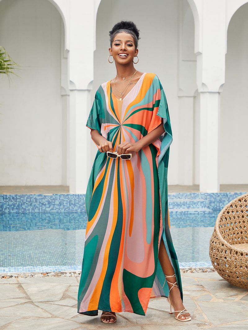 Boho Chic Cotton Beach Cover-Up – Loose Robe Style Swimsuit Outerwear For Vacation & Poolside Relaxation_voghion.com