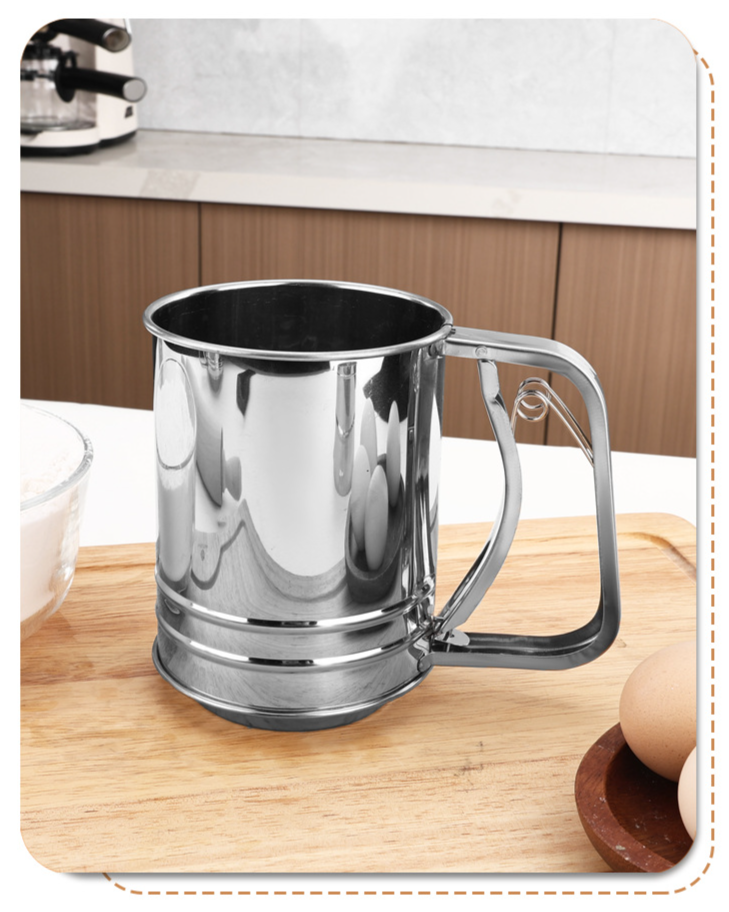 Handheld Halbautomatische Haushalts Edelstahl Backen Hilfs Werkzeug Mehl Filter Zucker Pulver Sieb_voghion.com
