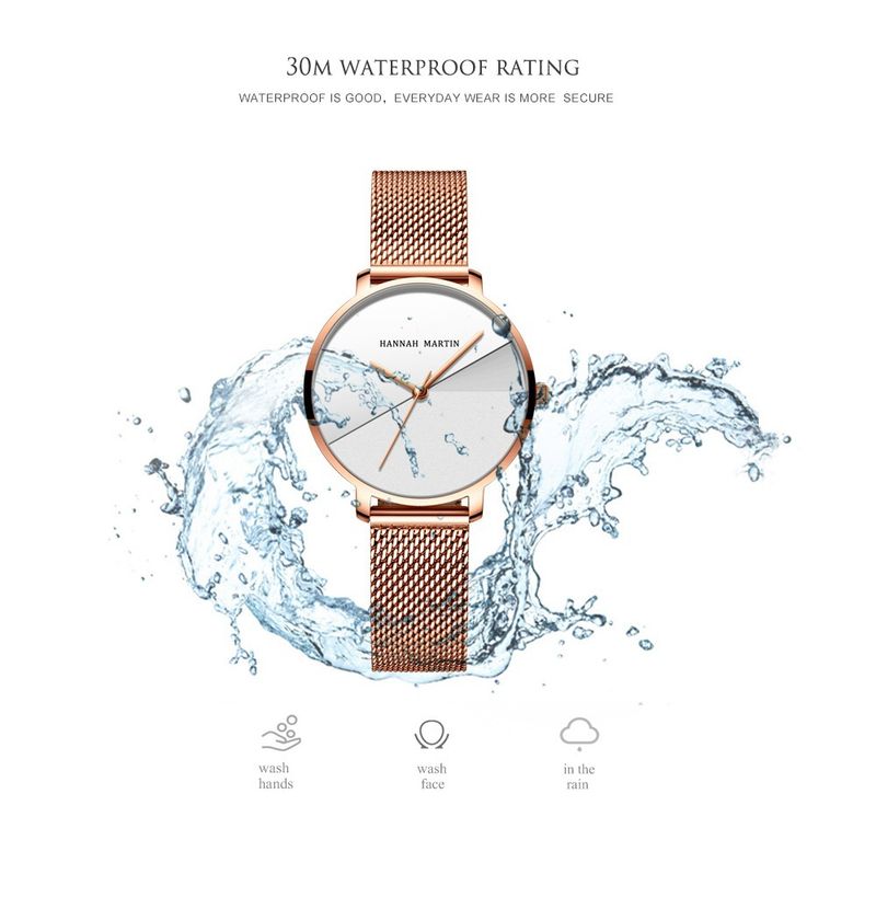 Relógio minimalista feminino com movimento de quartzo japonês, resistente à água, mostrador redondo elegante, pulseira de aço inoxidável, relógio moderno e criativo_voghion.com