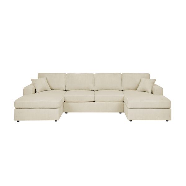 3 - Piece Corduroy Double-Chaise Sectional_voghion.com