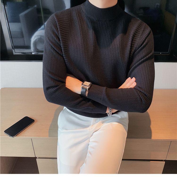 Slim-Fit Mid-Crew Neck Sweater – Lightweight Knit Pullover For Layering (M-XXXL, Poly-Blend Thermal Base Layer, Streetwear Essential)_voghion.com