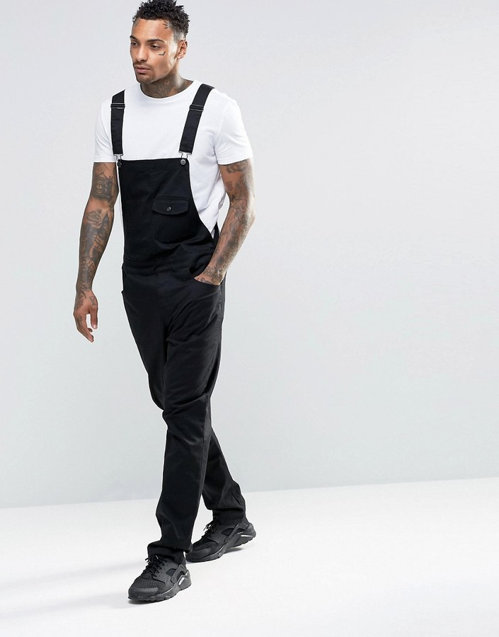 New denim overalls slim fit men's trousers overalls_voghion.com