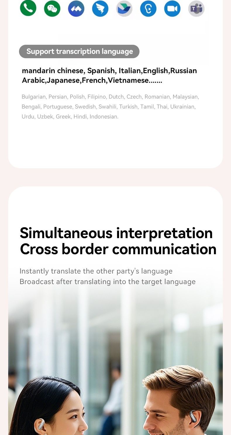 NeoGear M122 Noise Cancelling Long Battery Life Cross-Border 2025 New AI Translation Over-Ear Bluetooth Earbuds_voghion.com