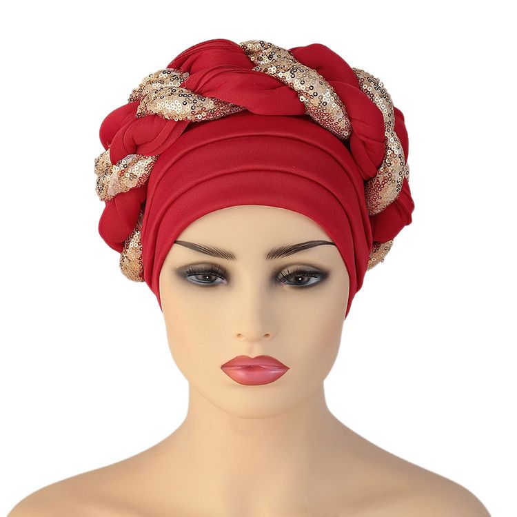 New Space Layer Sequin Braid Hat Fashion African Hat Simple Win Hat Industry_voghion.com